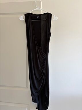 Black Draped Wrap Dress